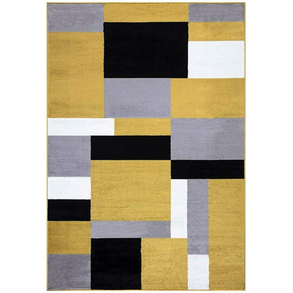 Ebern Designs Evonne Tufted Grey/Yellow/White Rug & Reviews Wayfair.co.uk